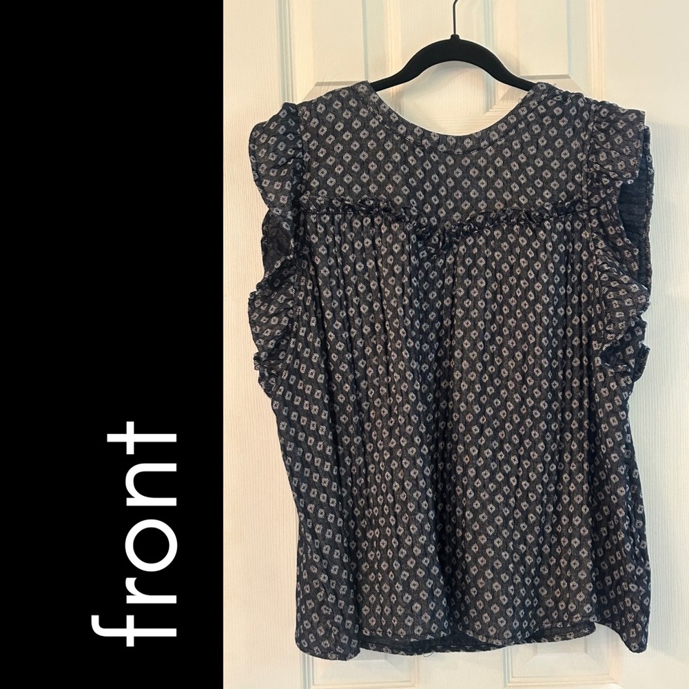 Wonderly Blue Sleeveless Ruffled Blouse [womens XXL]